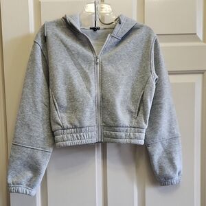 Stylish Gray Women's Zip-Up Hoodie